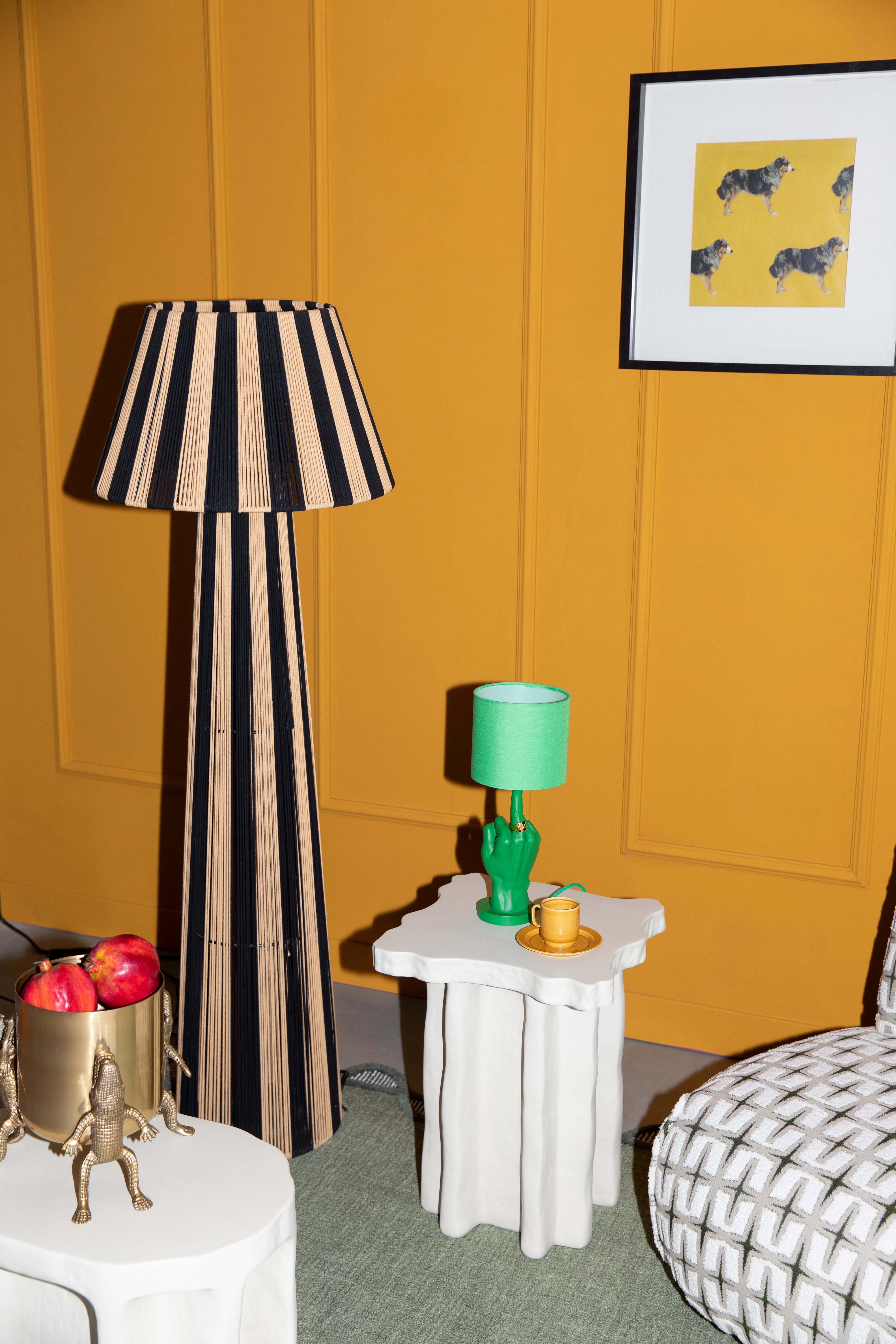Bold Monkey Stripe It Up Black & Natural Rope Floor Lamp